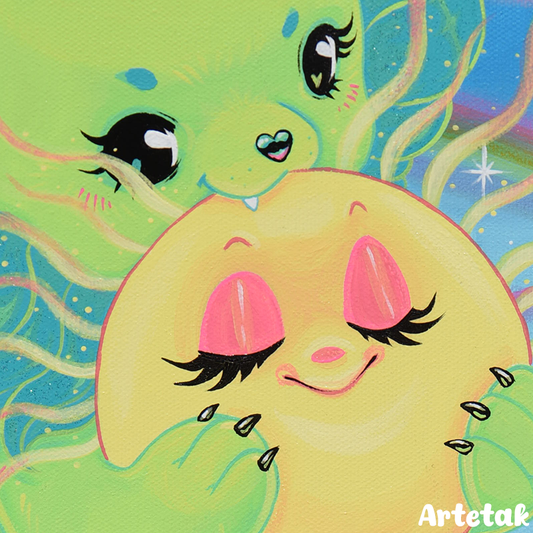 Green Lion Consuming The Sun Original Painting