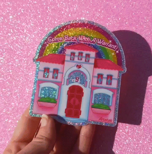 Come Back With A Warrant Glitter Sticker