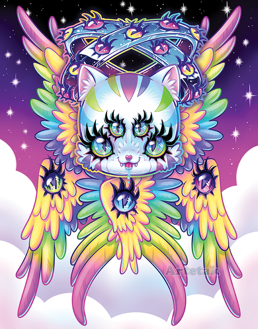 Angel Kitten Sparkle Print