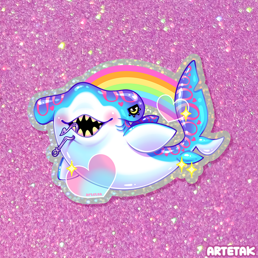 Shark Attack Glitter Sticker