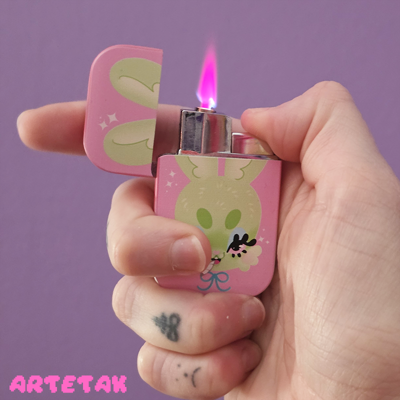 Bunny Pink Flame Butane Lighter