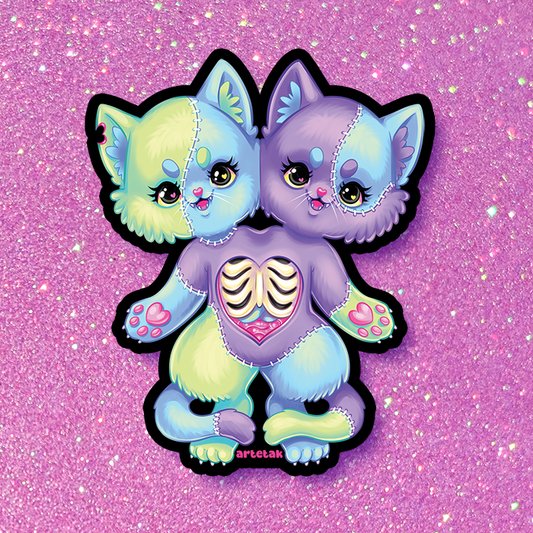 Conjoined Kittens Sticker