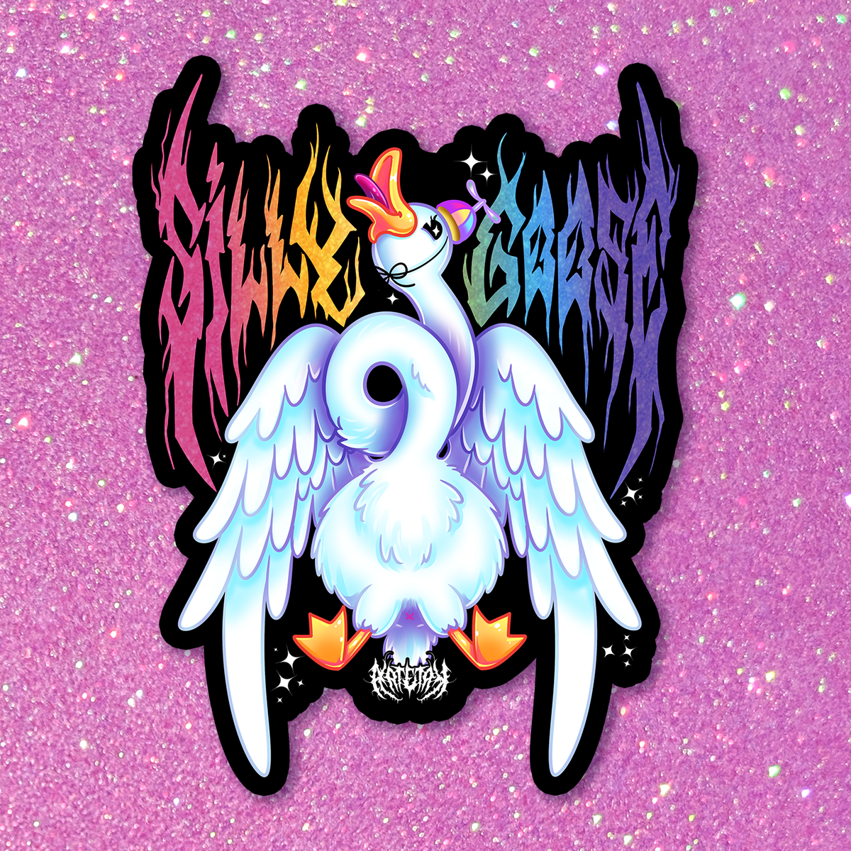 Silly Goose Glitter Sticker
